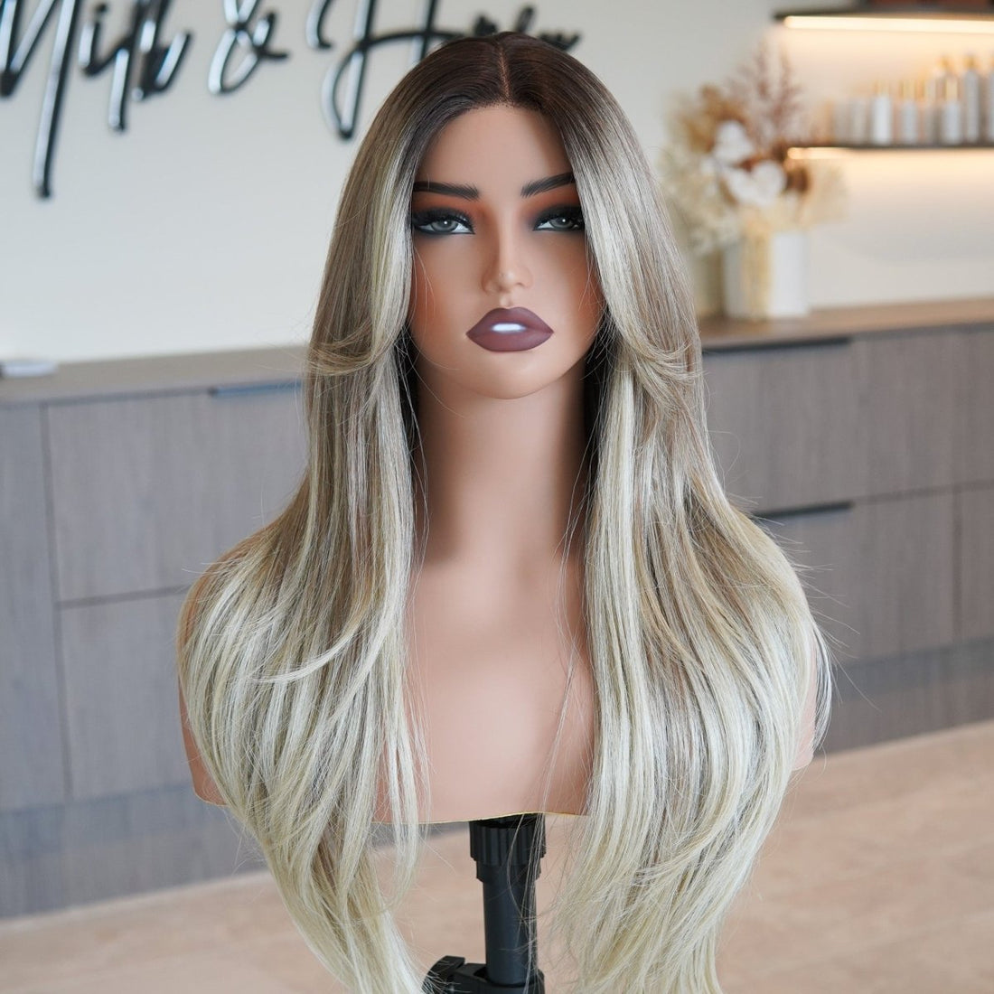 SELENE - Lived-In Blonde - Lace Front Wig | Blonde, 22 Inch, T-Part Lace Front, Synthetic Hair | Milk &amp; Honey Wigs