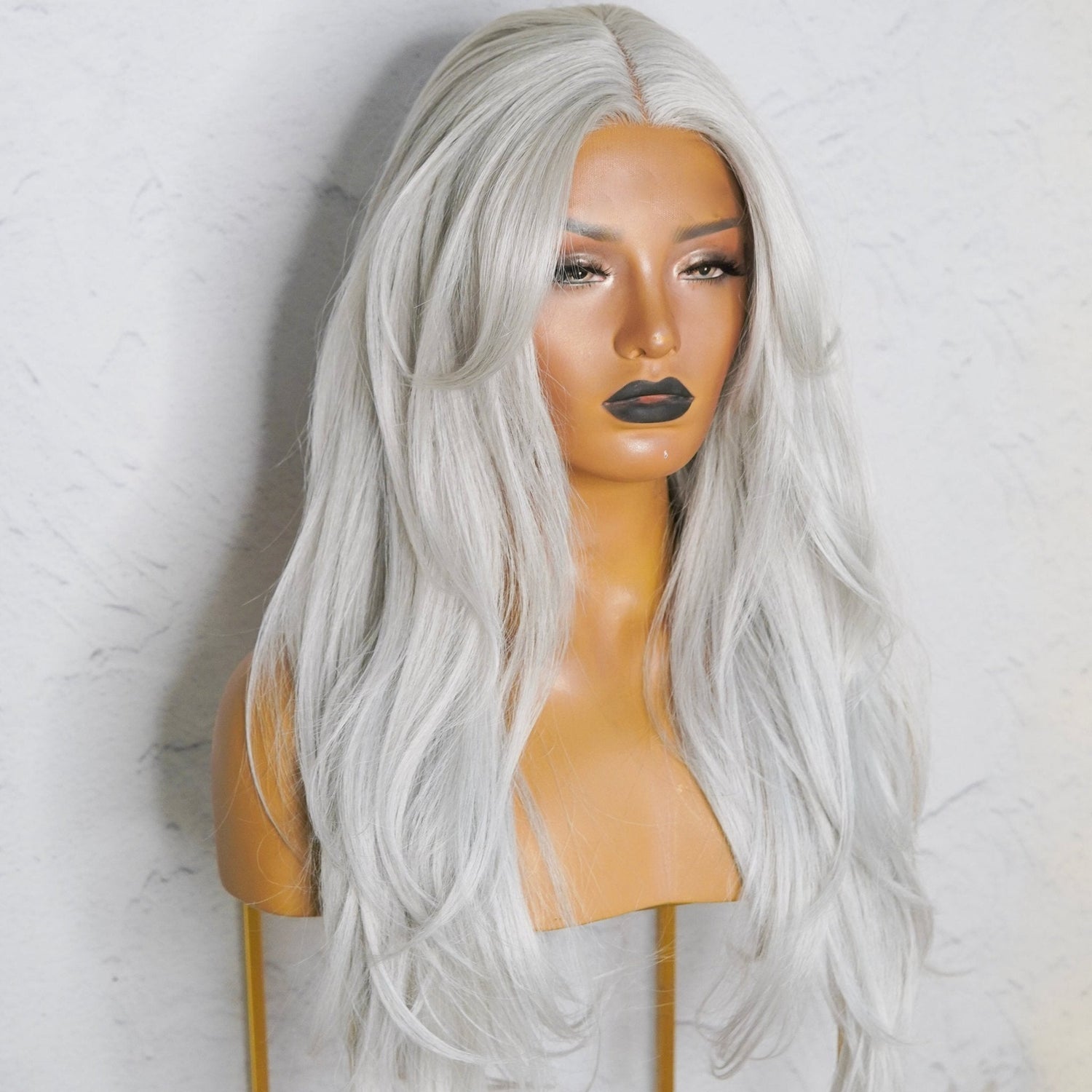 SELENE - Silver - Lace Front Wig | Grey, 22 Inch, T-Part Lace Front, Synthetic Hair | Milk &amp; Honey Wigs