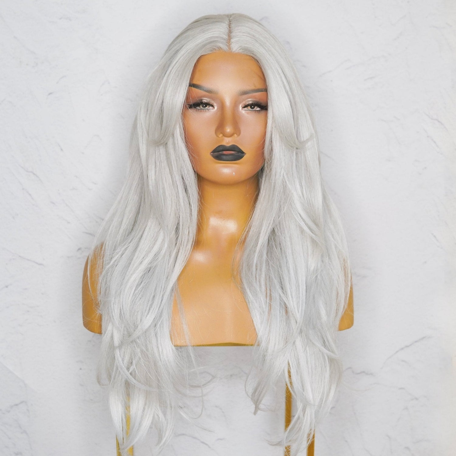 SELENE - Silver - Lace Front Wig | Grey, 22 Inch, T-Part Lace Front, Synthetic Hair | Milk &amp; Honey Wigs