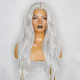 SELENE - Silver - Lace Front Wig | Grey, 22 Inch, T-Part Lace Front, Synthetic Hair | Milk & Honey Wigs