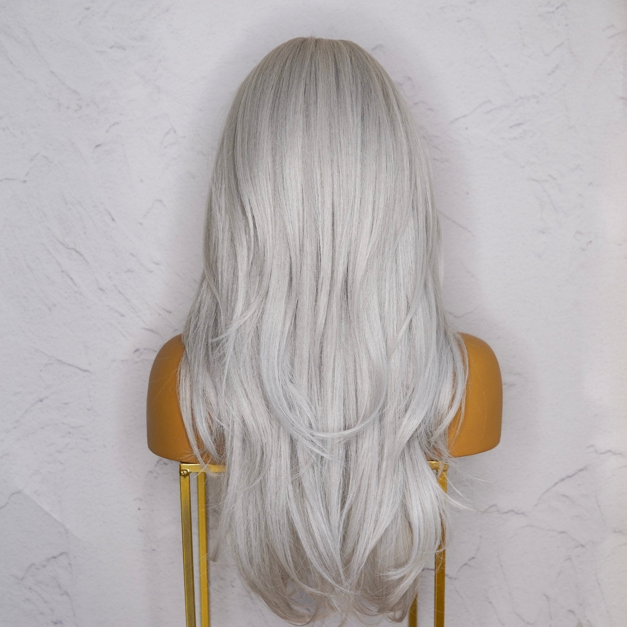 SELENE - Silver - Lace Front Wig | Grey, 22 Inch, T-Part Lace Front, Synthetic Hair | Milk &amp; Honey Wigs