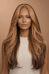 SELENE - Two Tone - Lace Front Wig | Brown, 22 Inch, T-Part Lace Front, Synthetic Hair | Milk & Honey Wigs