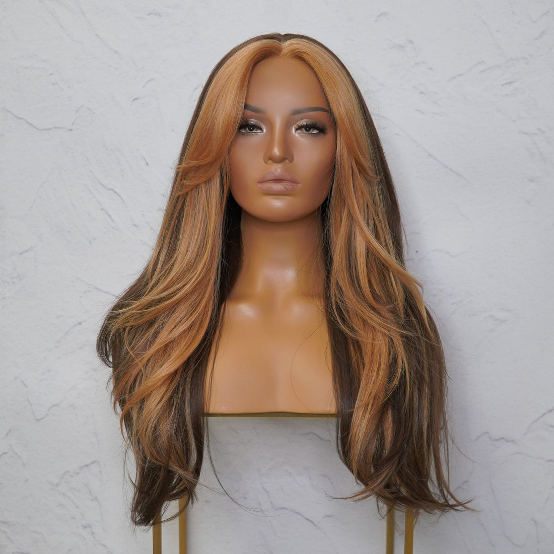 SELENE - Two Tone - Lace Front Wig | Brown, 22 Inch, T-Part Lace Front, Synthetic Hair | Milk &amp; Honey Wigs