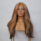 SELENE - Two Tone - Lace Front Wig | Brown, 22 Inch, T-Part Lace Front, Synthetic Hair | Milk & Honey Wigs