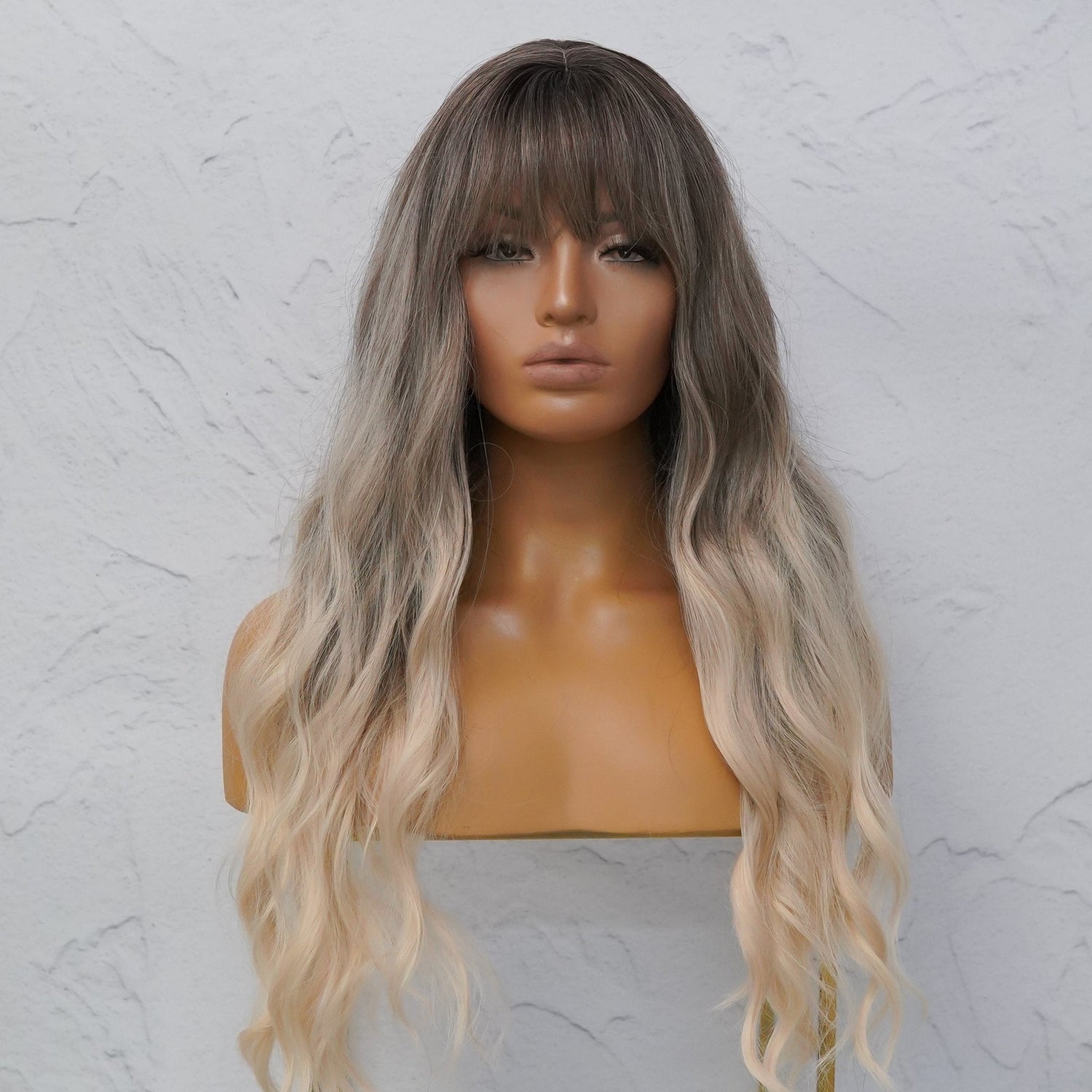 SHAKIRA - Ombre Brown - Fringe Wig | Brown, 24 Inch, Fringe, Synthetic Hair | Milk &amp; Honey Wigs