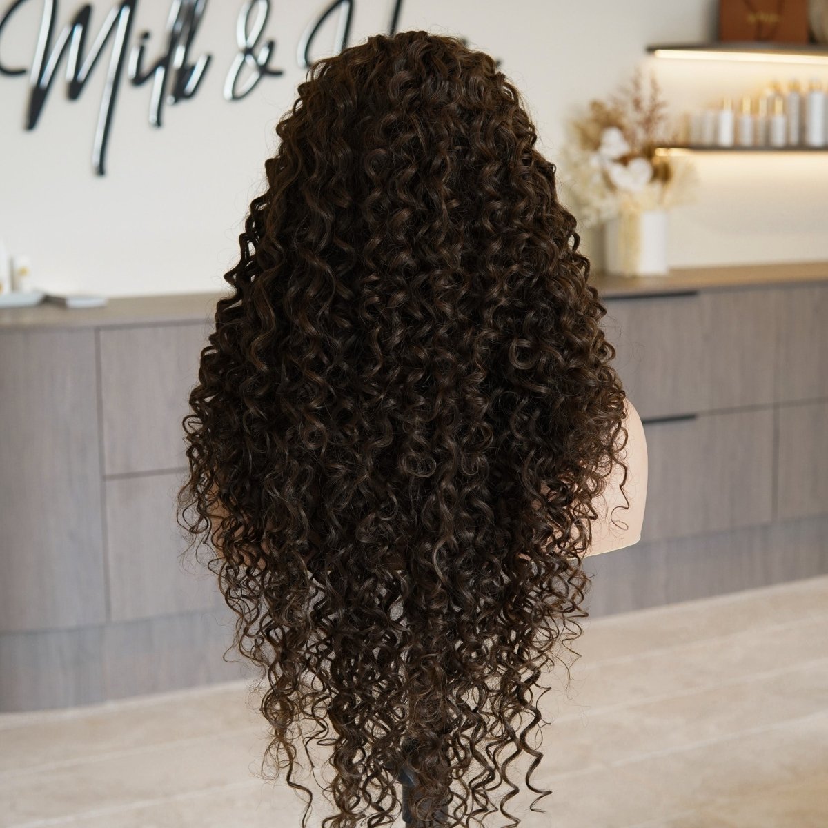 SHIRLEY Dark Brown Curl Lace Front Wig - Milk &amp; Honey Wigs