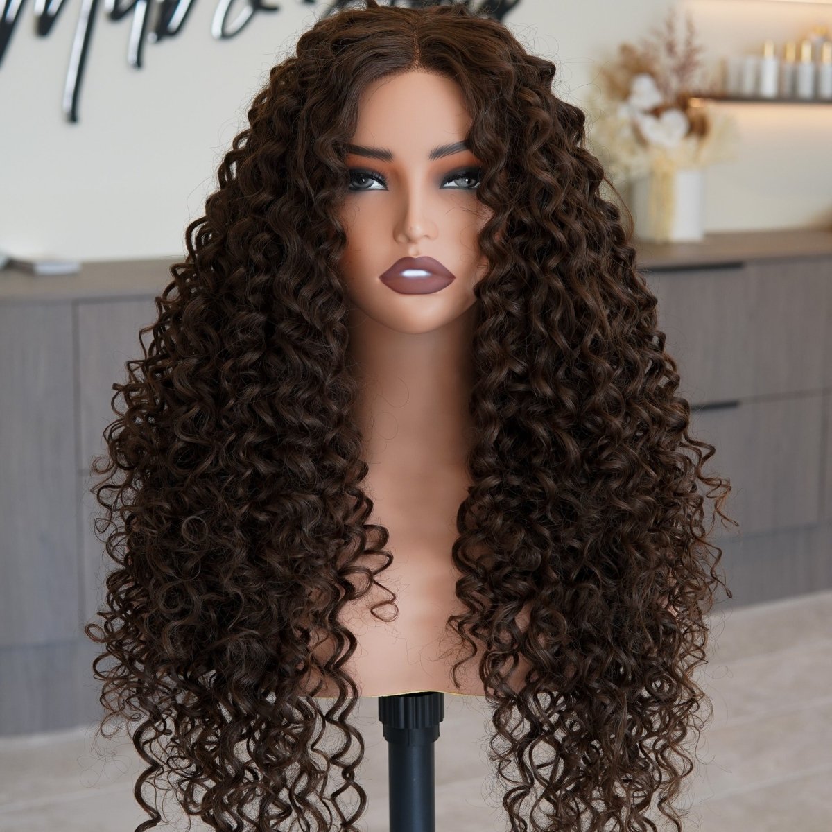 SHIRLEY Dark Brown Curl Lace Front Wig - Milk &amp; Honey Wigs