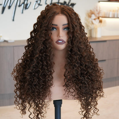 SHIRLEY Medium Brown Curl Lace Front Wig - Milk &amp; Honey Wigs