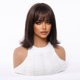 Short Dark Brown Bob Wispy Fringe Wig - MARKETPLACE | Brown, Fringe, Synthetic Hair | Milk & Honey Wigs