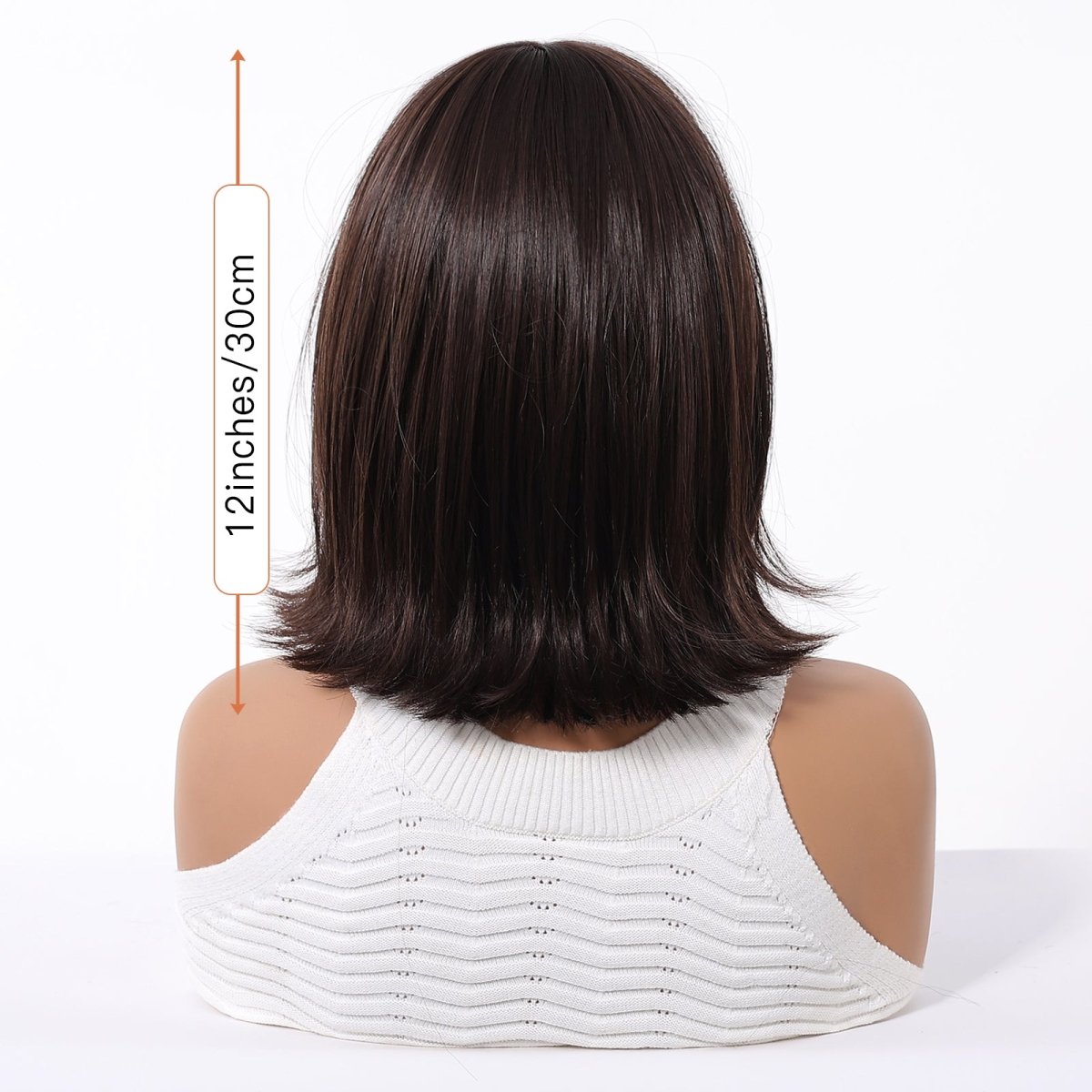 Short Dark Brown Bob Wispy Fringe Wig - MARKETPLACE | Brown, Fringe, Synthetic Hair | Milk &amp; Honey Wigs