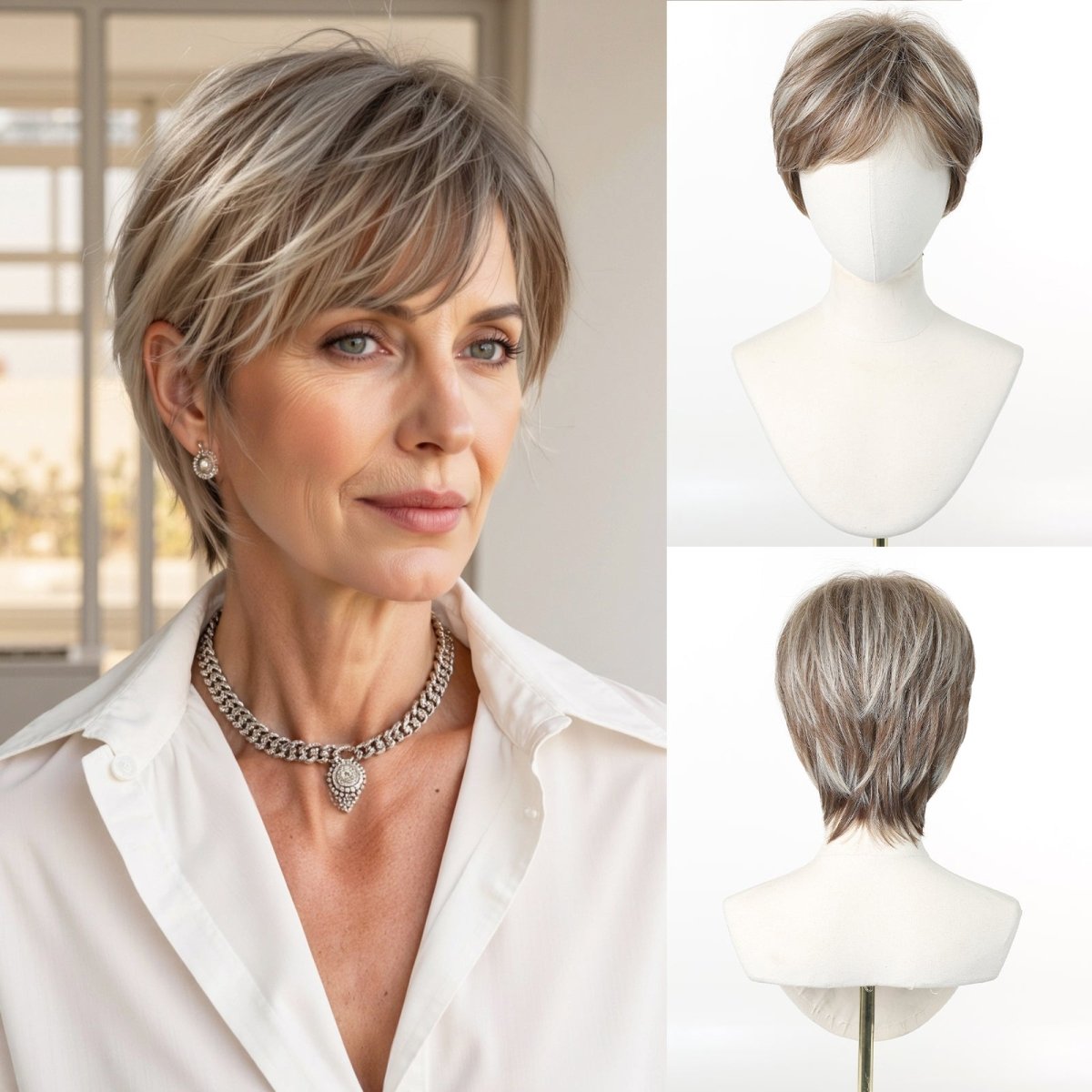 Short Layered Pixie Cut Wig - MARKETPLACE | Brown, Fringe, Synthetic Hair | Milk &amp; Honey Wigs