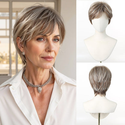 Short layered synthetic pixie cut lace front wig | Milk &amp; Honey Wigs