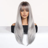 Silver-Gray With Darker Roots Wig - MARKETPLACE | Grey, Fringe, Synthetic Hair | Milk & Honey Wigs