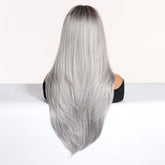 Silver-Gray With Darker Roots Wig - MARKETPLACE | Grey, Fringe, Synthetic Hair | Milk & Honey Wigs