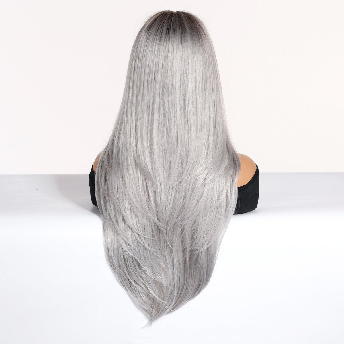 Silver-Gray With Darker Roots Wig - MARKETPLACE | Grey, Fringe, Synthetic Hair | Milk &amp; Honey Wigs