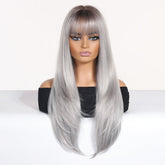 Silver-Gray With Darker Roots Wig - MARKETPLACE | Grey, Fringe, Synthetic Hair | Milk & Honey Wigs