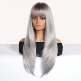 Silver-Gray With Darker Roots Wig - MARKETPLACE | Grey, Fringe, Synthetic Hair | Milk & Honey Wigs