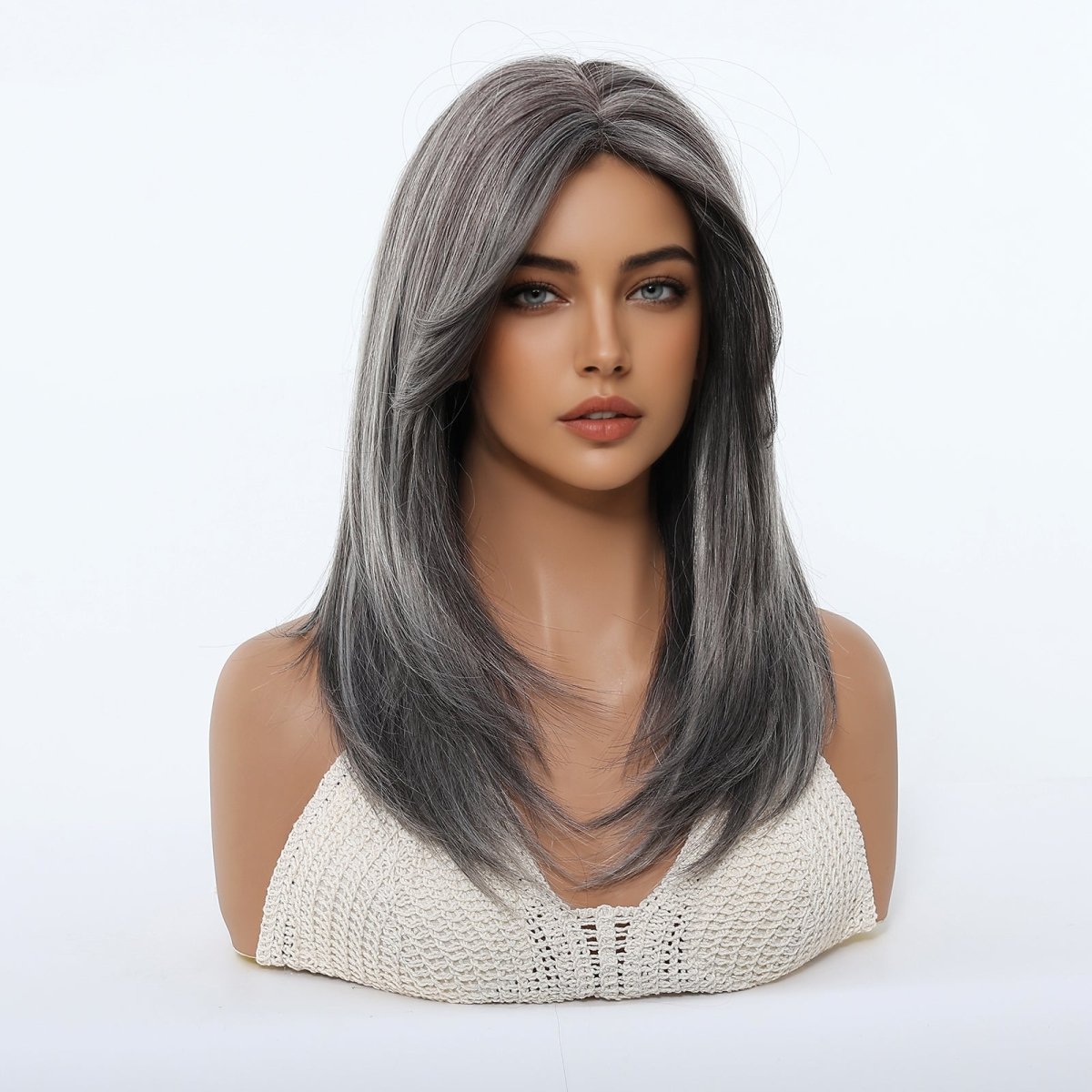 Silver Grey Layered Wig - MARKETPLACE | Grey, Fringe, Synthetic Hair | Milk &amp; Honey Wigs