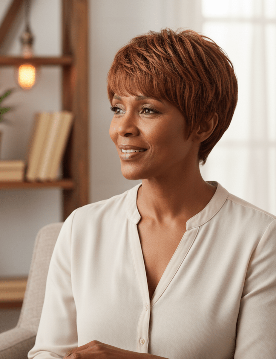 Sleek Chestnut Brown Pixie Cut Wig - MARKETPLACE | Brown, Fringe, Synthetic Hair | Milk &amp; Honey Wigs