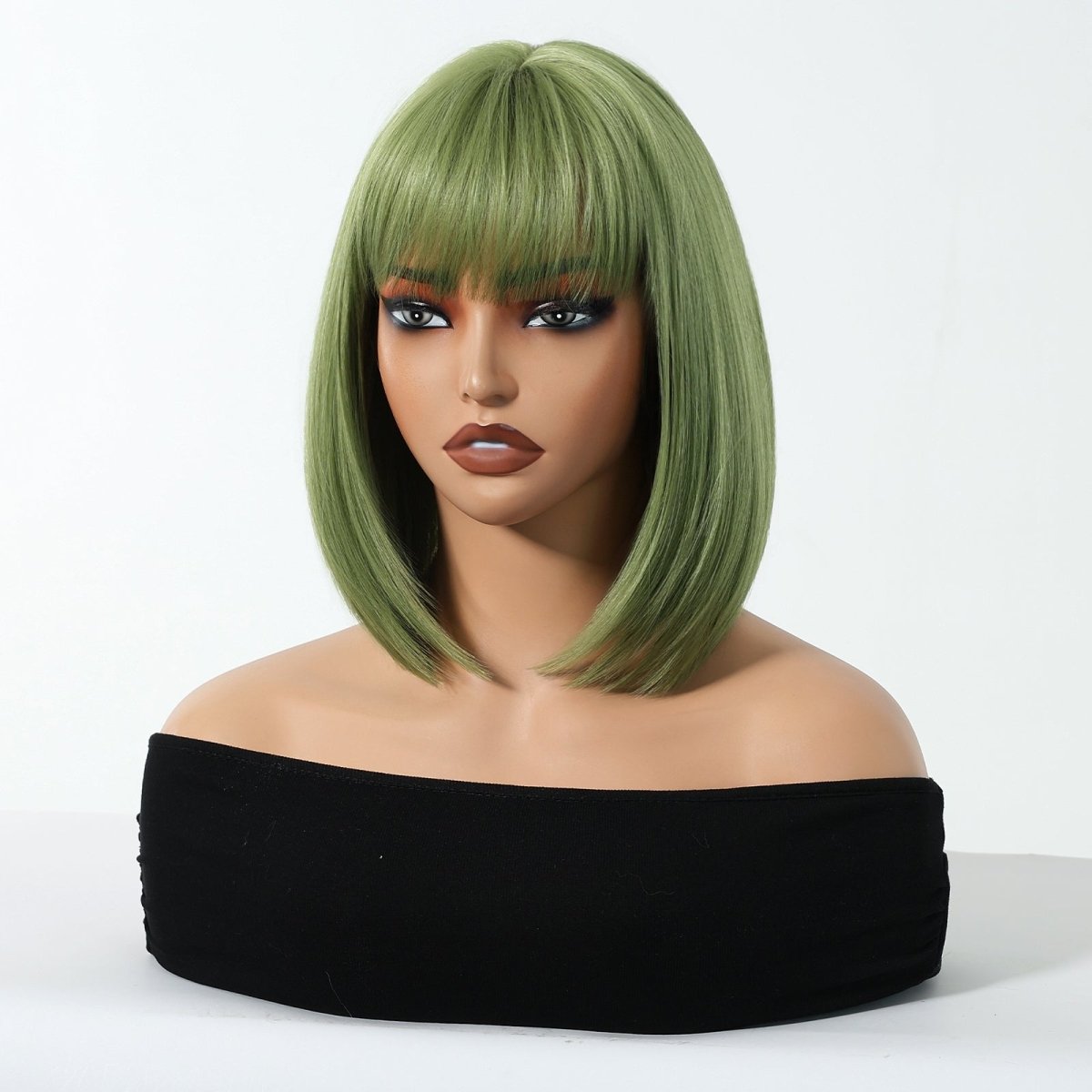 Sleek Olive Green Bob Wig - MARKETPLACE | Brown, Fringe, Synthetic Hair | Milk &amp; Honey Wigs