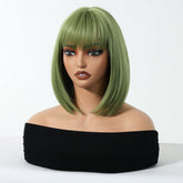 Sleek Olive Green Bob Wig - MARKETPLACE | Brown, Fringe, Synthetic Hair | Milk & Honey Wigs