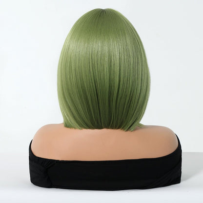 Sleek olive green synthetic bob lace front wig | Milk &amp; Honey Wigs