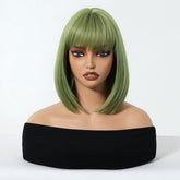 Sleek Olive Green Bob Wig - MARKETPLACE | Brown, Fringe, Synthetic Hair | Milk & Honey Wigs