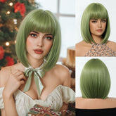 Sleek Olive Green Bob Wig - MARKETPLACE | Brown, Fringe, Synthetic Hair | Milk & Honey Wigs