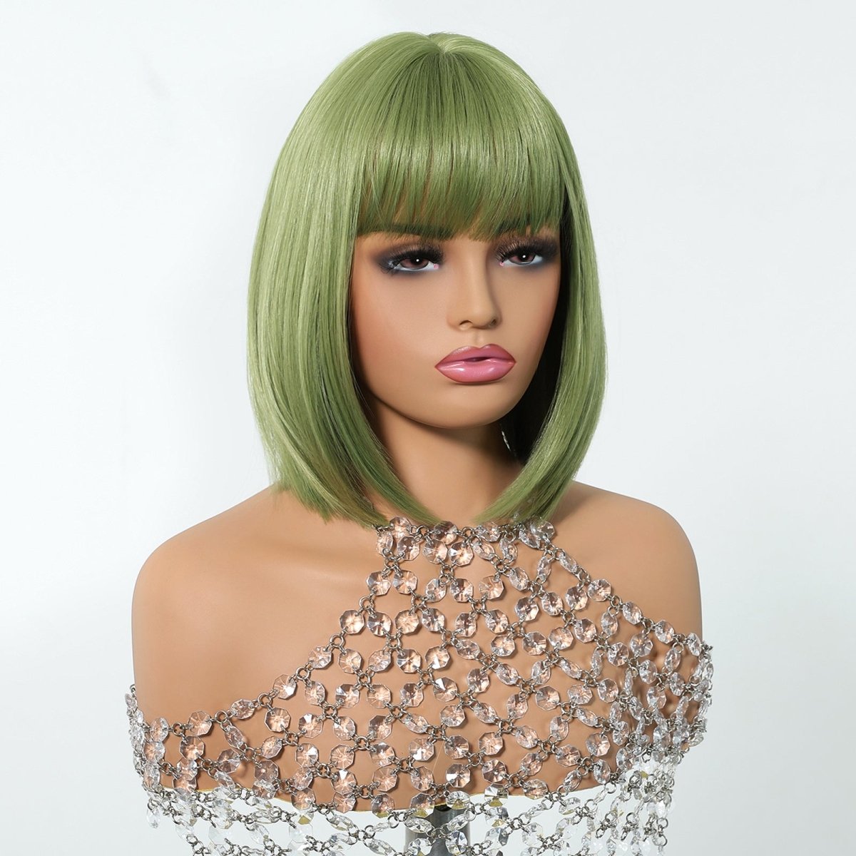 Sleek Olive Green Bob Wig - MARKETPLACE | Brown, Fringe, Synthetic Hair | Milk &amp; Honey Wigs