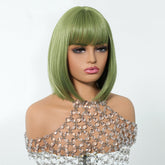Sleek Olive Green Bob Wig - MARKETPLACE | Brown, Fringe, Synthetic Hair | Milk & Honey Wigs