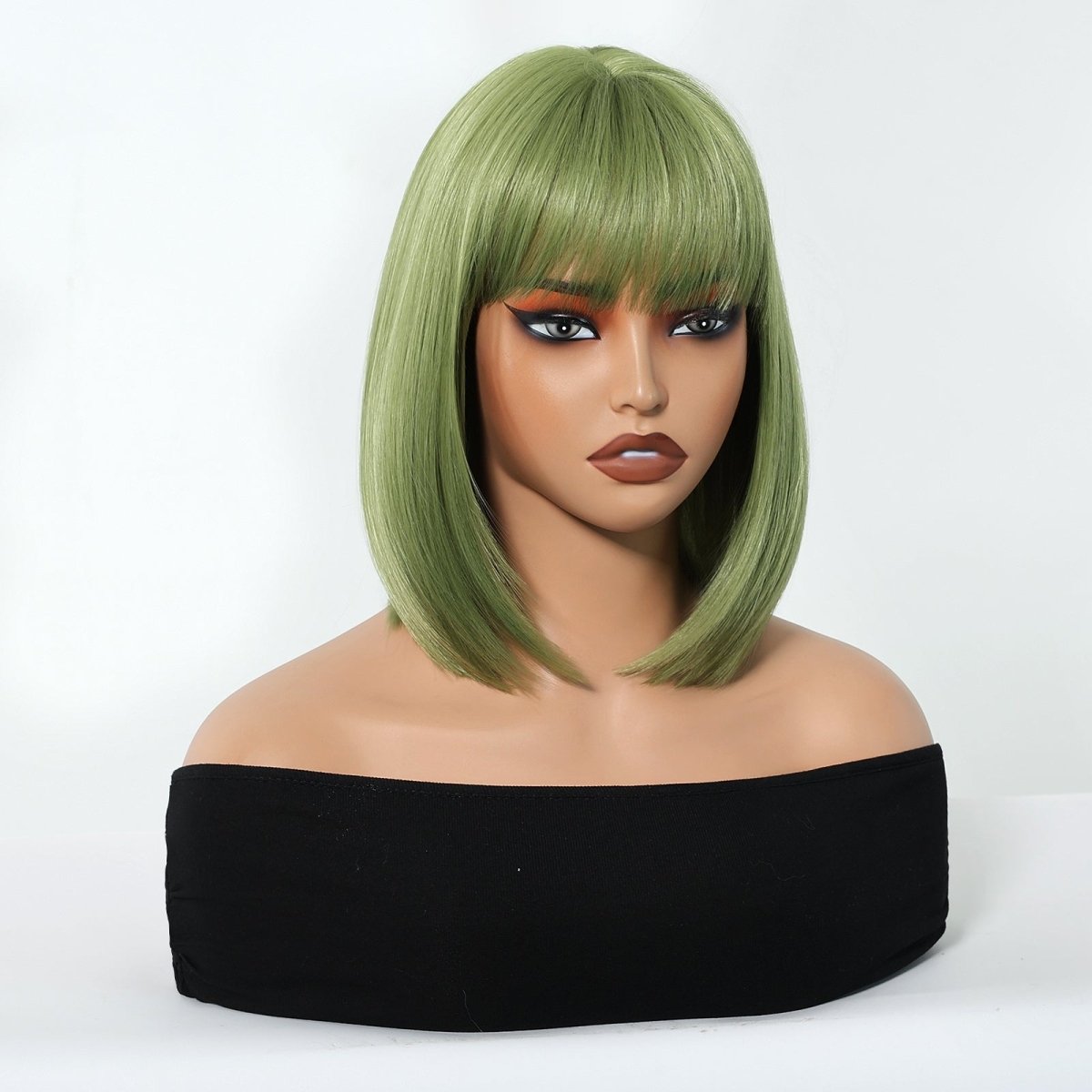 Sleek Olive Green Bob Wig - MARKETPLACE | Brown, Fringe, Synthetic Hair | Milk &amp; Honey Wigs