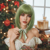 Sleek Olive Green Bob Wig - MARKETPLACE | Brown, Fringe, Synthetic Hair | Milk & Honey Wigs