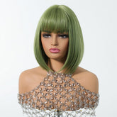 Sleek Olive Green Bob Wig - MARKETPLACE | Brown, Fringe, Synthetic Hair | Milk & Honey Wigs