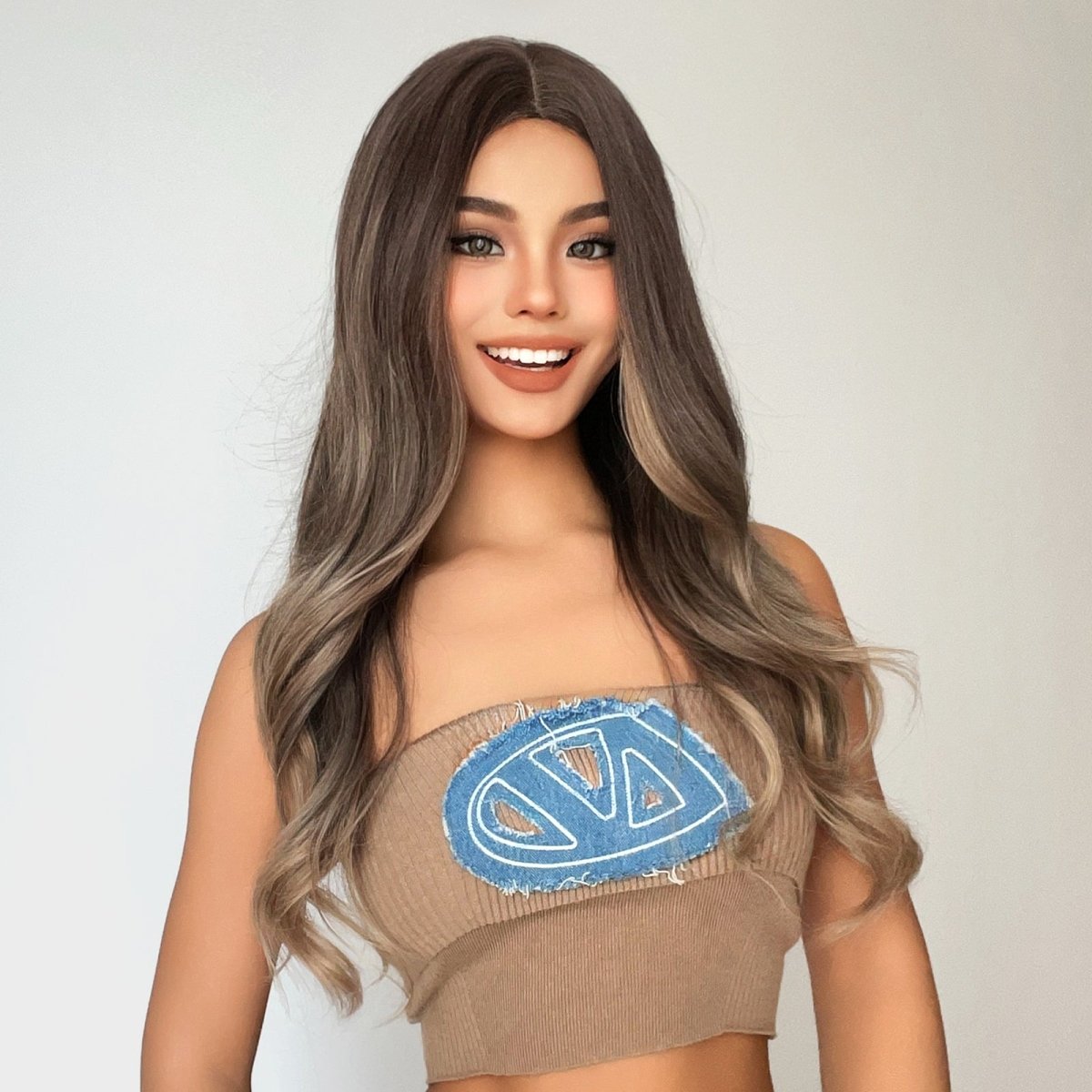 Soft Brown with Ash Blonde Highlights Wig - MARKETPLACE | Brown, Fringe, Synthetic Hair | Milk &amp; Honey Wigs