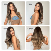Soft Brown with Ash Blonde Highlights Wig - MARKETPLACE | Brown, Fringe, Synthetic Hair | Milk & Honey Wigs