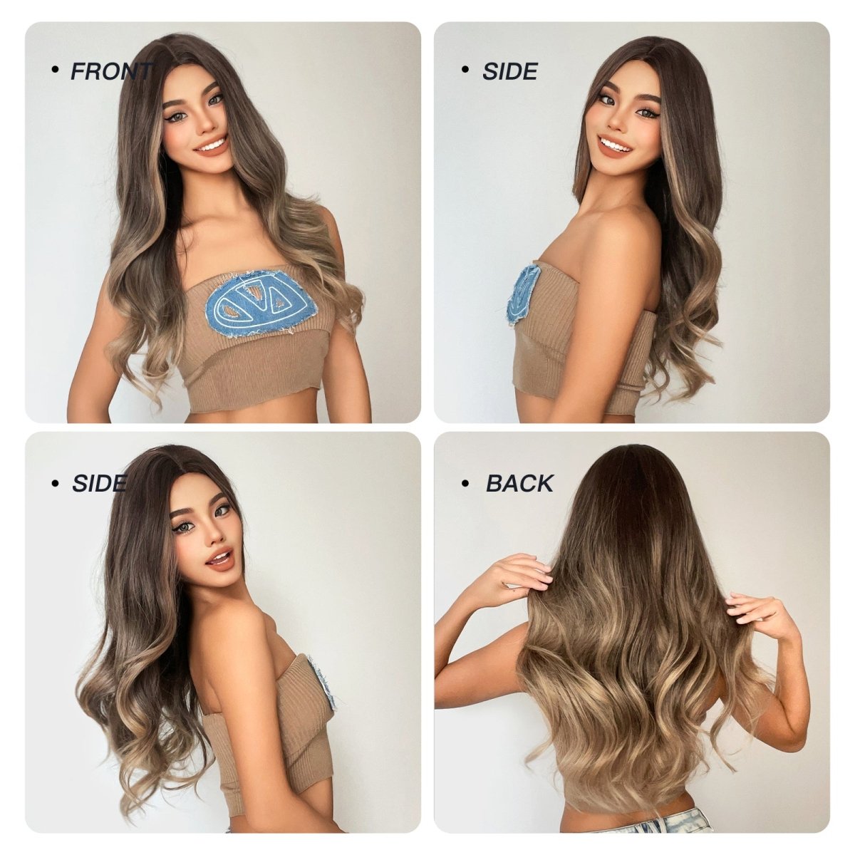 Soft Brown with Ash Blonde Highlights Wig - MARKETPLACE | Brown, Fringe, Synthetic Hair | Milk &amp; Honey Wigs