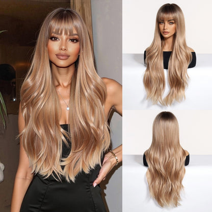 Soft Wavy Honey Brown synthetic wavy lace front wig | Milk &amp; Honey Wigs