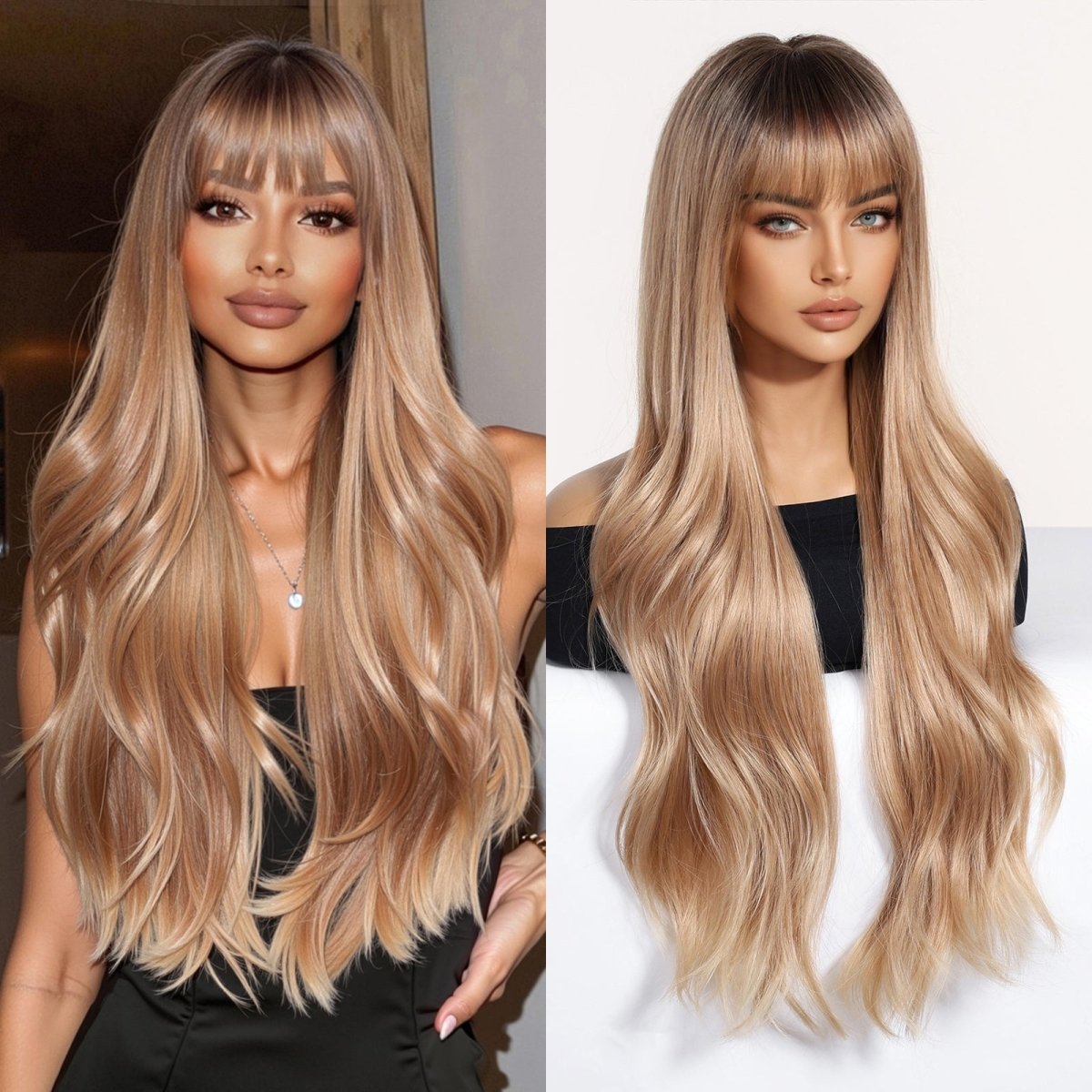 Soft Wavy Honey Brown  Wig - MARKETPLACE | Brown, Fringe, Synthetic Hair | Milk &amp; Honey Wigs