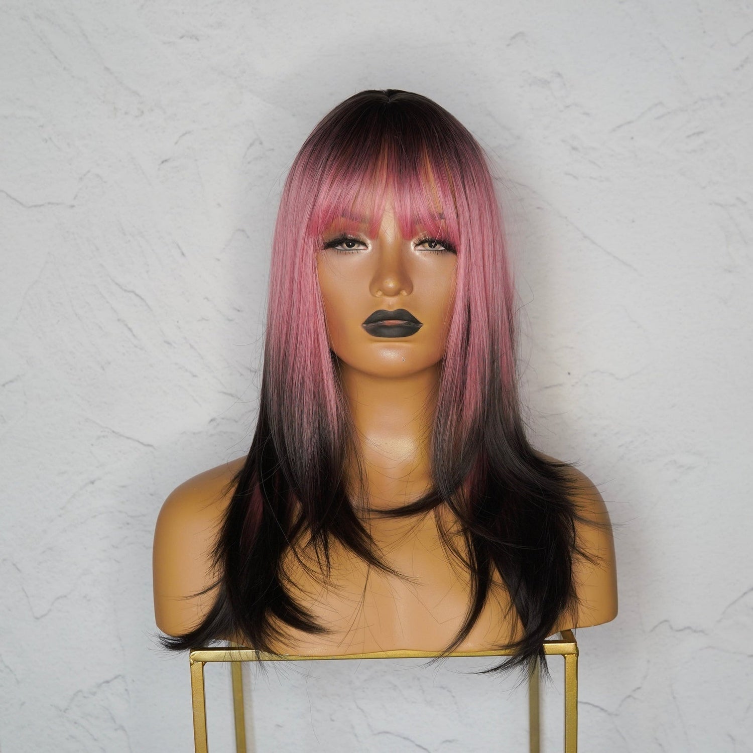 Sophia Ombre Pink Fringe Wig - Milk &amp; Honey Wigs