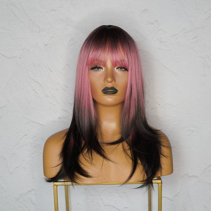 Sophia Ombre Pink Fringe Wig - Milk &amp; Honey Wigs