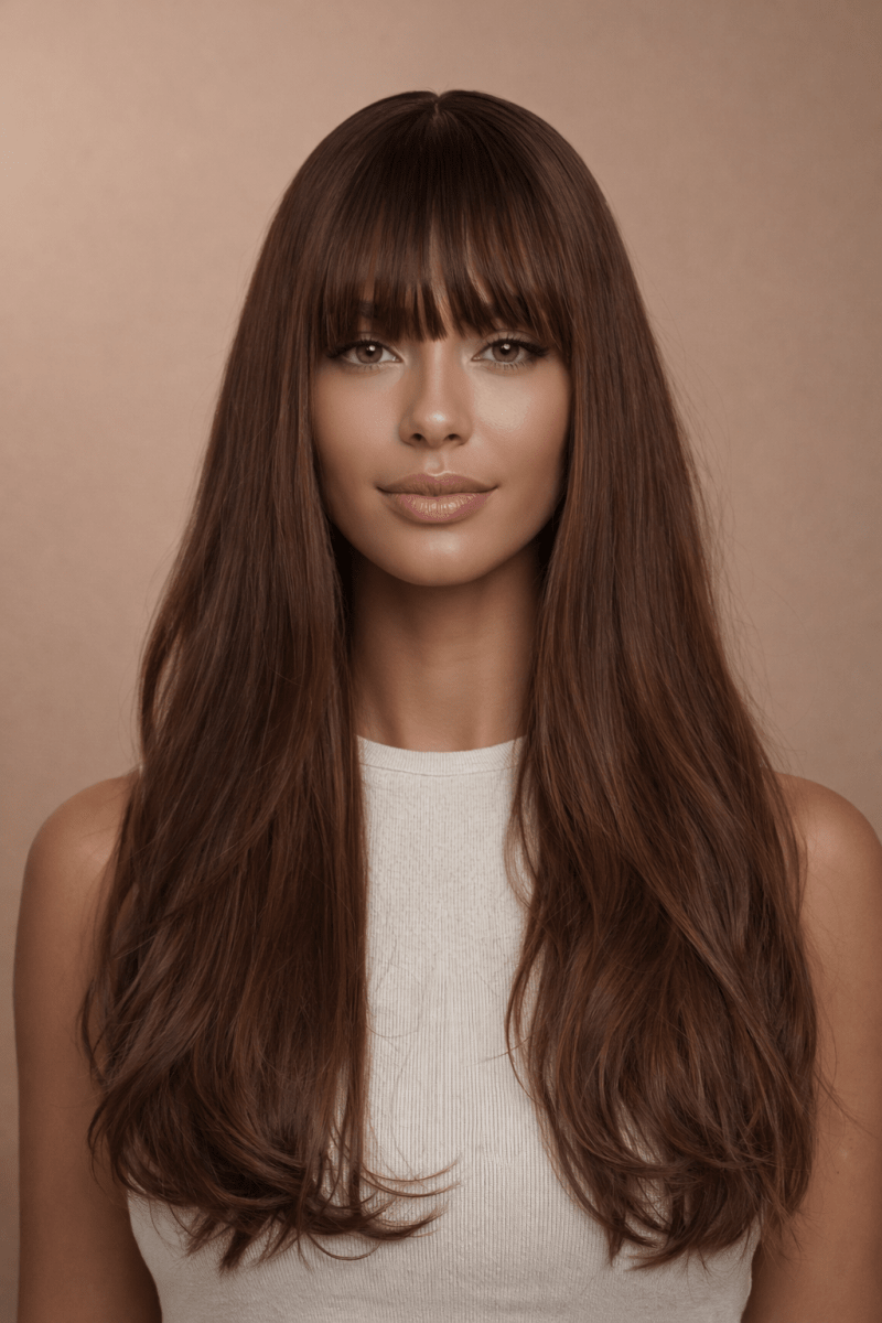 STACEY - Brown Ombre - Fringe Wig | Brown, 22 Inch, Fringe, Synthetic Hair | Milk &amp; Honey Wigs
