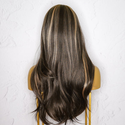 STEFANIE brown synthetic wavy fringe wig | Milk &amp; Honey Wigs