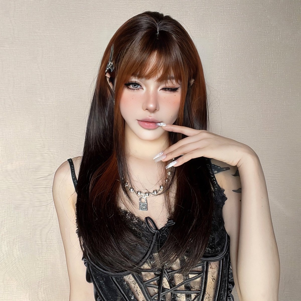 Straight Two-Tone Wig  - MARKETPLACE | Black, Fringe, Synthetic Hair | Milk &amp; Honey Wigs