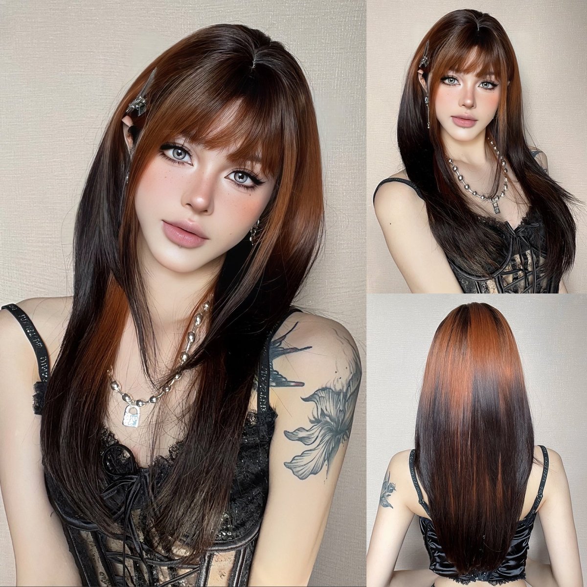 Straight Two-Tone Wig  - MARKETPLACE | Black, Fringe, Synthetic Hair | Milk &amp; Honey Wigs