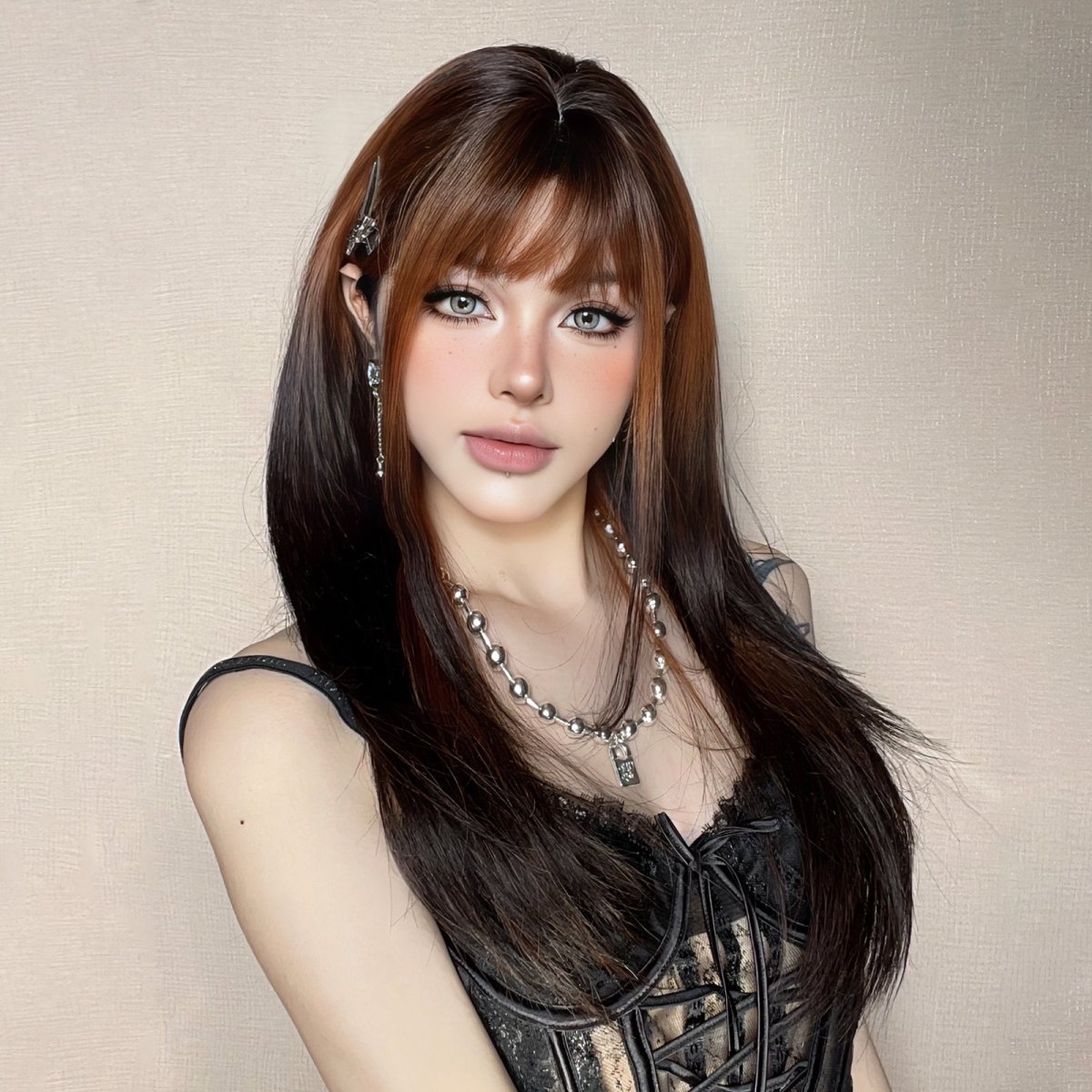 Straight Two-Tone Wig  - MARKETPLACE | Black, Fringe, Synthetic Hair | Milk &amp; Honey Wigs
