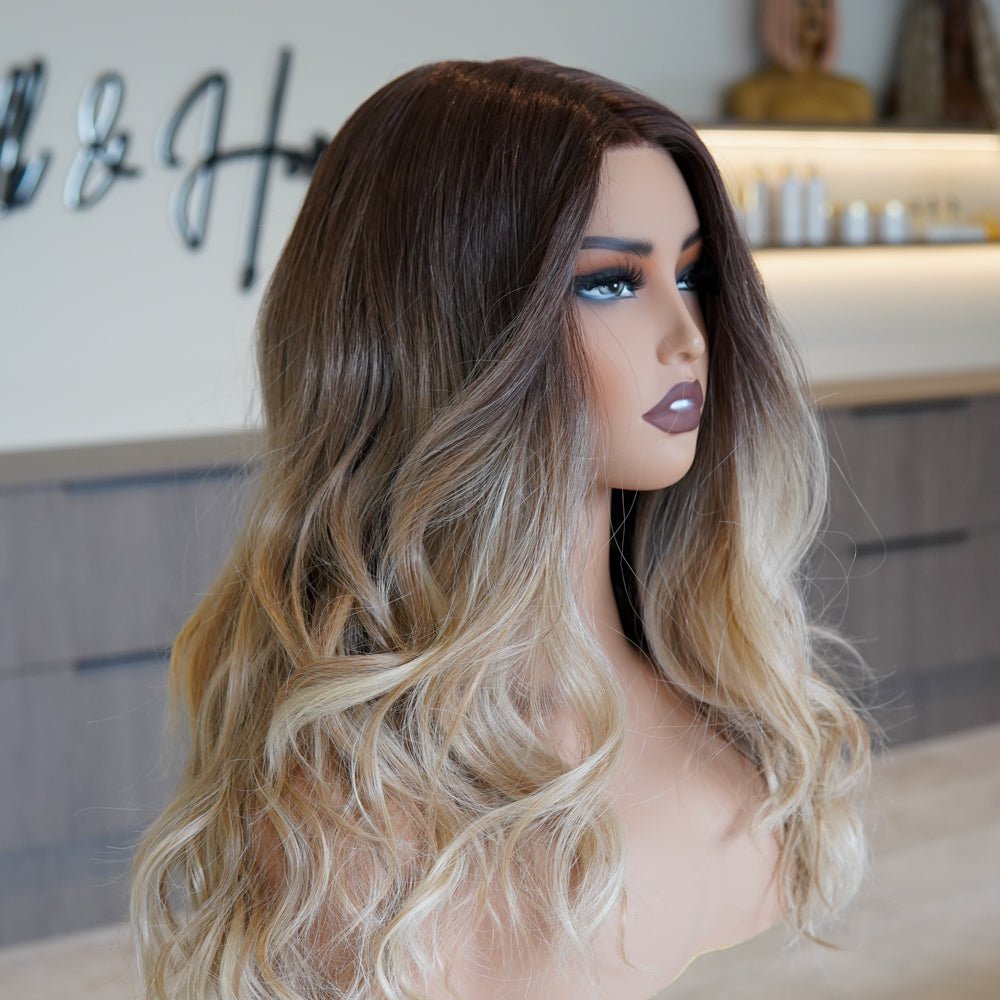 TAHLIAH - Ombre Blonde - Lace Front Wig | Blonde, 18 Inch, Mono Lace Front, Synthetic Hair | Milk &amp; Honey Wigs
