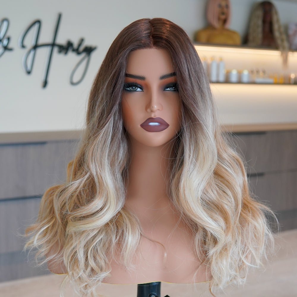 TAHLIAH - Ombre Blonde - Lace Front Wig | Blonde, 18 Inch, Mono Lace Front, Synthetic Hair | Milk &amp; Honey Wigs