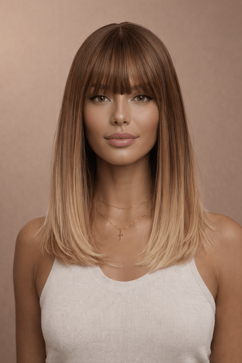 TALLULAH - Brown Ombre - Fringe Wig - Milk &amp; Honey Wigs
