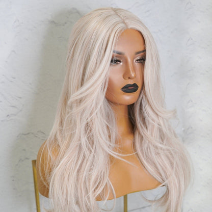 TARA - White Blonde - Lace Front Wig | White, 24 Inch, T-Part Lace Front, Synthetic Hair | Milk &amp; Honey Wigs