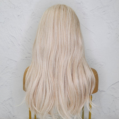 TARA - White Blonde - Lace Front Wig | White, 24 Inch, T-Part Lace Front, Synthetic Hair | Milk &amp; Honey Wigs